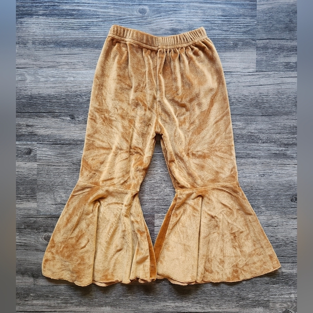 Bailey's Blossoms Boutique Burnt Yellow Velvet Bell Bottom Pants